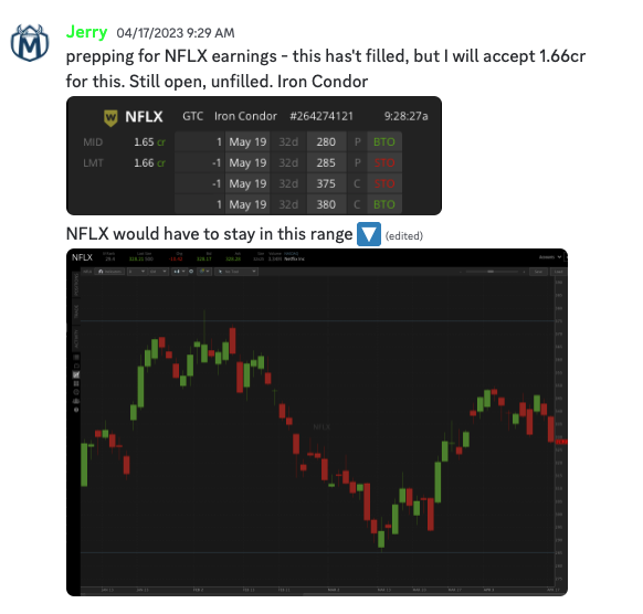 NFLX Iron Condor Discord Callout